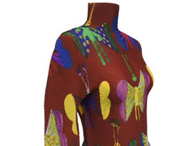 Load image into Gallery viewer, 極美品 me ISSEY MIYAKE ミー イッセイミヤケ 総柄 カットソー プリーツ M193FJ361 ポリエステル ブラウン マルチカラー サイズF 中古 4b006514