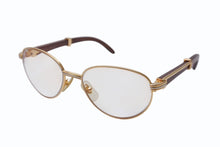 画像をギャラリービューアに読み込む, 極美品 CARTIER カルティエ Giverny ジヴェルニー 眼鏡 135b サイズ52◻︎16 ウッドテンプル ゴールド シルバー 度入り 中古 4b006523