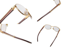 画像をギャラリービューアに読み込む, 極美品 CARTIER カルティエ Giverny ジヴェルニー 眼鏡 135b サイズ52◻︎16 ウッドテンプル ゴールド シルバー 度入り 中古 4b006523