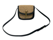 Load image into Gallery viewer, 極美品 YVES SAINT LAURENT イヴサンローラン カイラ ミニショルダーバッグ 634818 ラフィア レザー ベージュ ゴールド金具 中古 4b006528