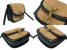 Load image into Gallery viewer, 極美品 YVES SAINT LAURENT イヴサンローラン カイラ ミニショルダーバッグ 634818 ラフィア レザー ベージュ ゴールド金具 中古 4b006528
