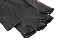 Load image into Gallery viewer, 極美品 CHANEL シャネル フィンガーレスグローブ 手袋 ツイード レザー ブラック レッド ゴールド金具 中古 4b006530