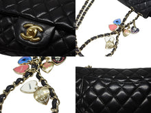 Load image into Gallery viewer, CHANEL シャネル マトラッセ 25cm イーストウエスト バレンタインシリーズ ショルダーバッグ ラムスキン ブラック ゴールド金具 美品 中古 4b006532