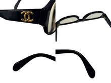 画像をギャラリービューアに読み込む, CHANEL シャネル メガネ クリアレンズ 度あり ココマーク 0006 10 ブラック ゴールド金具 美品 中古 4b006533