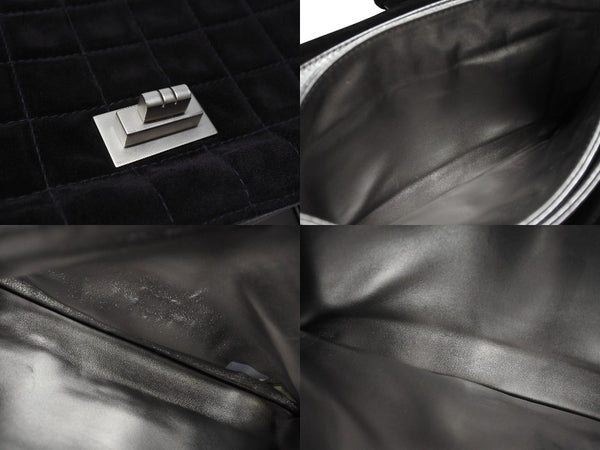 CHANEL シャネル ショルダーバッグ チョコバー ターンロック ブラック シルバー スウェード 美品 中古 4b006537