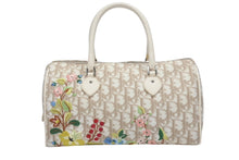 Load image into Gallery viewer, Christian Dior クリスチャンディオール ミニボストン ハンドバッグ トロッター 花柄刺繍 キャンバス レザー ベージュ 美品 中古 4b006539