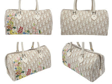 Load image into Gallery viewer, Christian Dior クリスチャンディオール ミニボストン ハンドバッグ トロッター 花柄刺繍 キャンバス レザー ベージュ 美品 中古 4b006539
