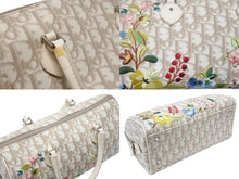 Load image into Gallery viewer, Christian Dior クリスチャンディオール ミニボストン ハンドバッグ トロッター 花柄刺繍 キャンバス レザー ベージュ 美品 中古 4b006539