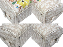 Load image into Gallery viewer, Christian Dior クリスチャンディオール ミニボストン ハンドバッグ トロッター 花柄刺繍 キャンバス レザー ベージュ 美品 中古 4b006539