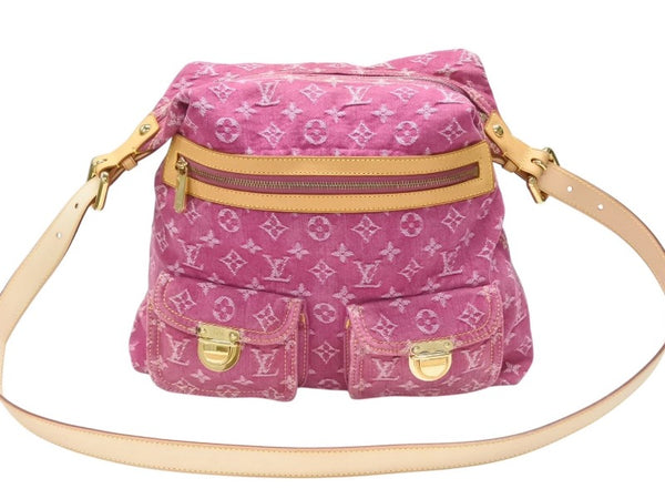 極美品 LOUIS VUITTON ルイヴィトン バギーGM ショルダーバッグ 2WAY M95210 モノグラム デニム ピンク ゴールド金具 中古 4b006543