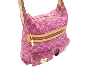 極美品 LOUIS VUITTON ルイヴィトン バギーGM ショルダーバッグ 2WAY M95210 モノグラム デニム ピンク ゴールド金具 中古 4b006543