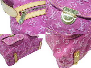 極美品 LOUIS VUITTON ルイヴィトン バギーGM ショルダーバッグ 2WAY M95210 モノグラム デニム ピンク ゴールド金具 中古 4b006543
