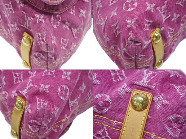 極美品 LOUIS VUITTON ルイヴィトン バギーGM ショルダーバッグ 2WAY M95210 モノグラム デニム ピンク ゴールド金具 中古 4b006543