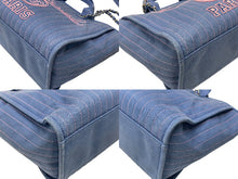 Load image into Gallery viewer, CHANEL シャネル ドーヴィル ミディアム 2WAYバッグ ランダム番台 ココマーク ストライプ ブルー シルバー金具 美品 中古 4b006547