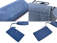 Load image into Gallery viewer, CHANEL シャネル ドーヴィル ミディアム 2WAYバッグ ランダム番台 ココマーク ストライプ ブルー シルバー金具 美品 中古 4b006547