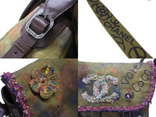 画像をギャラリービューアに読み込む, 極美品 CHANEL シャネル エンブロイダリー メッセンジャーバッグ 21番台 A92790 グラフィティ カーキ ココマーク 中古 4b006551