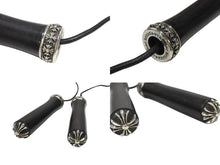 画像をギャラリービューアに読み込む, CHROME HEARTS クロムハーツ JUMPING ROPE ジャンピングロープ エボニーハンドル レザー 縄跳び ブラック シルバー金具 美品 中古 4b006554