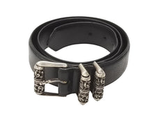 画像をギャラリービューアに読み込む, 極美品 CHROME HEARTS クロムハーツ 3ピース ローラーベルト サイズ36 レザー シルバ−925 ブラック 中古 4b006555