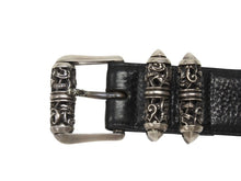 画像をギャラリービューアに読み込む, 極美品 CHROME HEARTS クロムハーツ 3ピース ローラーベルト サイズ36 レザー シルバ−925 ブラック 中古 4b006555