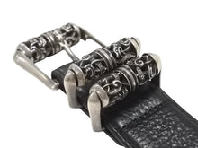画像をギャラリービューアに読み込む, 極美品 CHROME HEARTS クロムハーツ 3ピース ローラーベルト サイズ36 レザー シルバ−925 ブラック 中古 4b006555