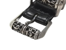 画像をギャラリービューアに読み込む, 極美品 CHROME HEARTS クロムハーツ 3ピース ローラーベルト サイズ36 レザー シルバ−925 ブラック 中古 4b006555