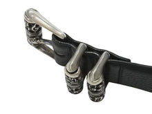 画像をギャラリービューアに読み込む, 極美品 CHROME HEARTS クロムハーツ 3ピース ローラーベルト サイズ36 レザー シルバ−925 ブラック 中古 4b006555