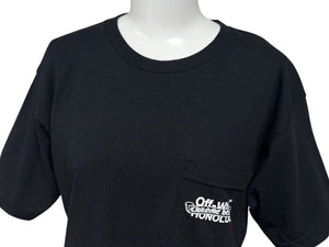 新品未使用 CHROME HEARTS × OFFWHITE クロムハーツ オフホワイト Honolulu Tee ホノルル限定半袖Tシャツ バックスクロールラベルプリント ブラック サイズS 中古 4b006556