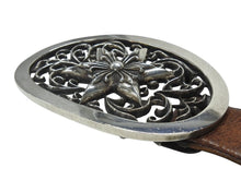 画像をギャラリービューアに読み込む, [USED/中古]CHROME HEARTS クロムハーツ ベルト・バックル OVAL STAR LARGE BUCKLE BELT ブラウン　ベルト レザー シルバー925 Cランク 中古 4b006560
