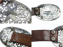 画像をギャラリービューアに読み込む, [USED/中古]CHROME HEARTS クロムハーツ ベルト・バックル OVAL STAR LARGE BUCKLE BELT ブラウン　ベルト レザー シルバー925 Cランク 中古 4b006560