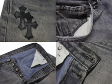画像をギャラリービューアに読み込む, CHROME HEARTS クロムハーツ セメタリー クロスパッチ デニム パンツ リーバイス LEVI`S 501 サイズ31 ブラック 美品 中古 4b006561