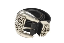 画像をギャラリービューアに読み込む, CHROME HEARTS クロムハーツ 3PC Classic 3PC belt ベルト ブラック レザー シルバー925 美品 中古 4b006567
