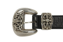 画像をギャラリービューアに読み込む, CHROME HEARTS クロムハーツ 3PC Classic 3PC belt ベルト ブラック レザー シルバー925 美品 中古 4b006567