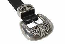 画像をギャラリービューアに読み込む, CHROME HEARTS クロムハーツ 3PC Classic 3PC belt ベルト ブラック レザー シルバー925 美品 中古 4b006567