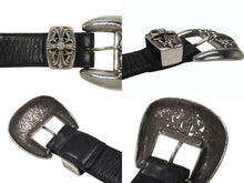 画像をギャラリービューアに読み込む, CHROME HEARTS クロムハーツ 3PC Classic 3PC belt ベルト ブラック レザー シルバー925 美品 中古 4b006567