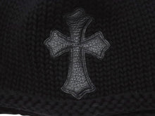 画像をギャラリービューアに読み込む, 新品同様 CHROME HEARTS クロムハーツ クロスパッチ ニットキャップ ビーニー カシミヤ レザー シルバー925 ブラック ONE SIZE 中古 4b006574