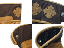 画像をギャラリービューアに読み込む, 新品未使用 CHROME HEARTS クロムハーツ レザーグローブ サイズM CHプラスパッチ クロスボールボタン 6パッチ シルバー925 中古 4b006590