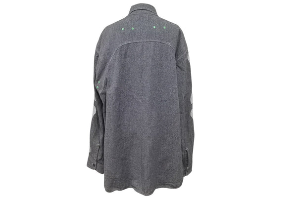 極美品 KAPITAL キャピタル GRANDRELLE 2TONES BONE PATCH VENTILATOR WORKSHIRT 長袖シャツ K2504LS143 サイズXL チャコール 中古 4b006595