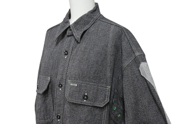 極美品 KAPITAL キャピタル GRANDRELLE 2TONES BONE PATCH VENTILATOR WORKSHIRT 長袖シャツ K2504LS143 サイズXL チャコール 中古 4b006595