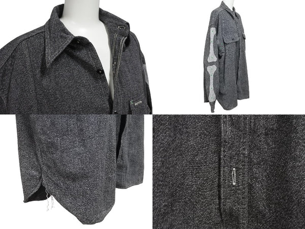 極美品 KAPITAL キャピタル GRANDRELLE 2TONES BONE PATCH VENTILATOR WORKSHIRT 長袖シャツ K2504LS143 サイズXL チャコール 中古 4b006595