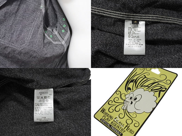 極美品 KAPITAL キャピタル GRANDRELLE 2TONES BONE PATCH VENTILATOR WORKSHIRT 長袖シャツ K2504LS143 サイズXL チャコール 中古 4b006595