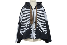 画像をギャラリービューアに読み込む, 新品未使用 KAPITAL キャピタル 25SS 裏毛 デビルフードブルゾン パーカー ブラック ボーン 骨 K2504LC156 シルバー金具 サイズF 中古 4b006596