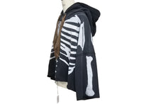 画像をギャラリービューアに読み込む, 新品未使用 KAPITAL キャピタル 25SS 裏毛 デビルフードブルゾン パーカー ブラック ボーン 骨 K2504LC156 シルバー金具 サイズF 中古 4b006596