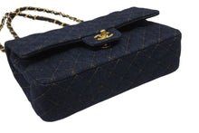 Load image into Gallery viewer, 新品未使用 CHANEL シャネル マトラッセ25 Wフラップ Wチェーンショルダーバッグ A01112 ランダム番台 ココマーク デニム 中古 4b006604