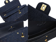 Load image into Gallery viewer, 新品未使用 CHANEL シャネル マトラッセ25 Wフラップ Wチェーンショルダーバッグ A01112 ランダム番台 ココマーク デニム 中古 4b006604