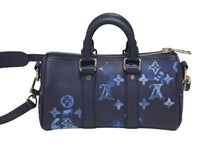 画像をギャラリービューアに読み込む, 新品同様 LOUIS VUITTON ルイヴィトン ウォーターカラー モノグラム ブルー キーポルXS M57844 中古 4b006611