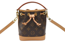 Load image into Gallery viewer, 極美品 LOUIS VUITTON ルイヴィトン ナノ ノエ ハンドバッグ ショルダーバッグ M81266 ブラウン PVC レザー ゴールド金具 中古 4b006616