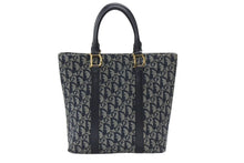 Load image into Gallery viewer, Christian Dior クリスチャンディオール トロッター ハンドバッグ ガリアーノ期 BO B 0071 ネイビー ゴールド金具 美品 中古 4b006632