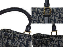 Load image into Gallery viewer, Christian Dior クリスチャンディオール トロッター ハンドバッグ ガリアーノ期 BO B 0071 ネイビー ゴールド金具 美品 中古 4b006632