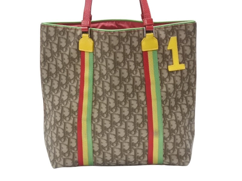 CHRISTIAN DIOR クリスチャンディオール ラスタライン トロッター トートバッグ 11-MA-0034 ベージュ ラスタカラー 美品 中古 4b006634