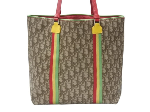 CHRISTIAN DIOR クリスチャンディオール ラスタライン トロッター トートバッグ 11-MA-0034 ベージュ ラスタカラー 美品 中古 4b006634